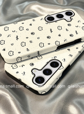 柒莱二合一菲林壳适用于三星s30/s25ultra手机壳新款s24plus男女s23+防摔s22韩风黑色涂鸦猫咪s21硅胶a55软套