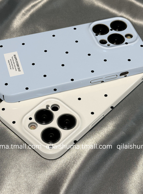 柒莱菲林壳适用于小米17/15/14pro手机壳13新款11简约ins奶蓝色波点红米note14女12硅胶k80k70k60硬50防摔套