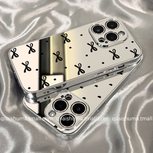 柒莱镜面壳适用于iqooneo10/9pro手机壳新款8/7女6/5高级感iqoo13/12pro补妆ins黑色蝴蝶结11硬套10防摔z9软