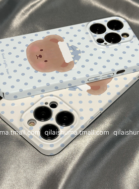 柒莱菲林壳适用于华为pura80pro手机壳新款mate80/70/60男女50/40蓝色波点睡帽小熊30硬nova15防摔14软13套12