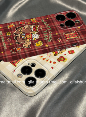 柒莱菲林壳适用于opporeno15/14/13pro手机壳12/11/10新款9男女findx9防摔x8新年红格纹小马年a6a5硬a3真我软