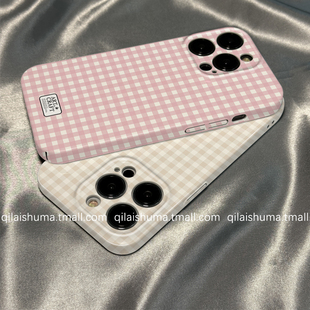 11pro 手机壳新款 柒莱菲林壳适用于opporeno15 9硬8 7女6韩风简约粉色格纹findx8x7硅胶x6x5防摔