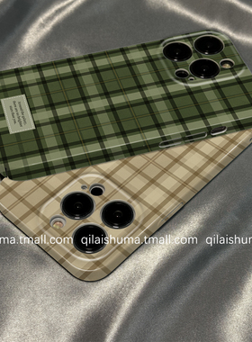 柒莱菲林壳适用于opporeno15/14/12/11pro+手机壳13新款10/9硬8/7秋冬简约绿色格纹findx8x7硅胶x6x5防摔a3女