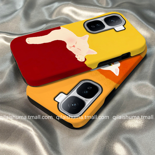 柒莱二合一菲林适用于iqooneo10/9spro手机壳新款neo8/7男女6se硬5红色简约慵懒猫咪iqoo13/12/11防摔z9z8套