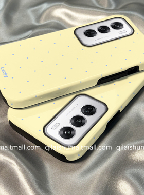 柒莱二合一菲林壳适用于opporeno15/14/13pro手机壳12/11新款10女韩系简约黄色波点findx8x7x6一加ace5/2防摔