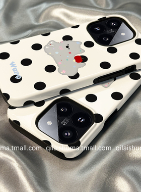 柒莱二合一菲林壳适用于小米17/15pro手机壳新款14红米k80k70男女60黑色波点小狗猫咪note13防摔12硅胶11软套