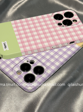 柒莱菲林壳适用于opporeno15/14/12/11pro+手机壳13新款10/9/8韩系ins风拼色格纹findx8x7硅胶5硬女6防摔软套