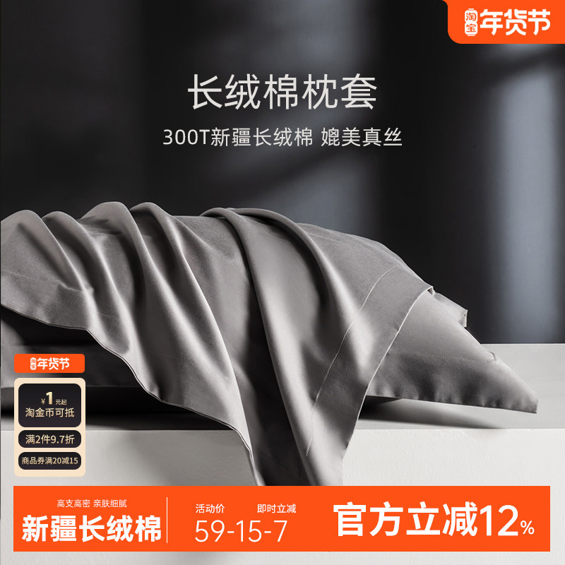 五星级酒店专用100支纯棉长绒棉枕套48x74cm一对装家用全棉枕头套