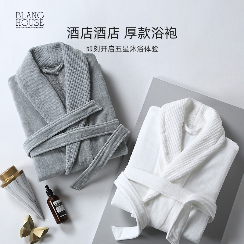 五星级酒店全棉菲乐浴袍男女睡袍纯棉吸水速干浴衣成人四季通用