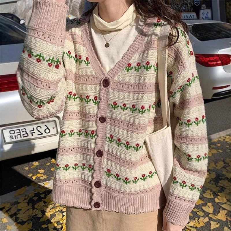 秋季2025秋冬宽松慵懒风针织开衫外套新款韩版百搭复古薄款毛衣女