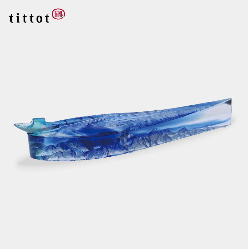 tittot琉园创意轻奢琉璃帆船工艺品办公室桌面摆件中式礼品送老外