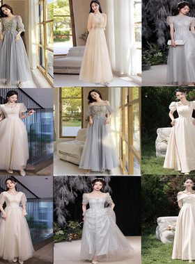 新款伴娘服租赁灰色伴娘礼服拿货姐妹团毕业晚礼服仙气质显瘦礼服