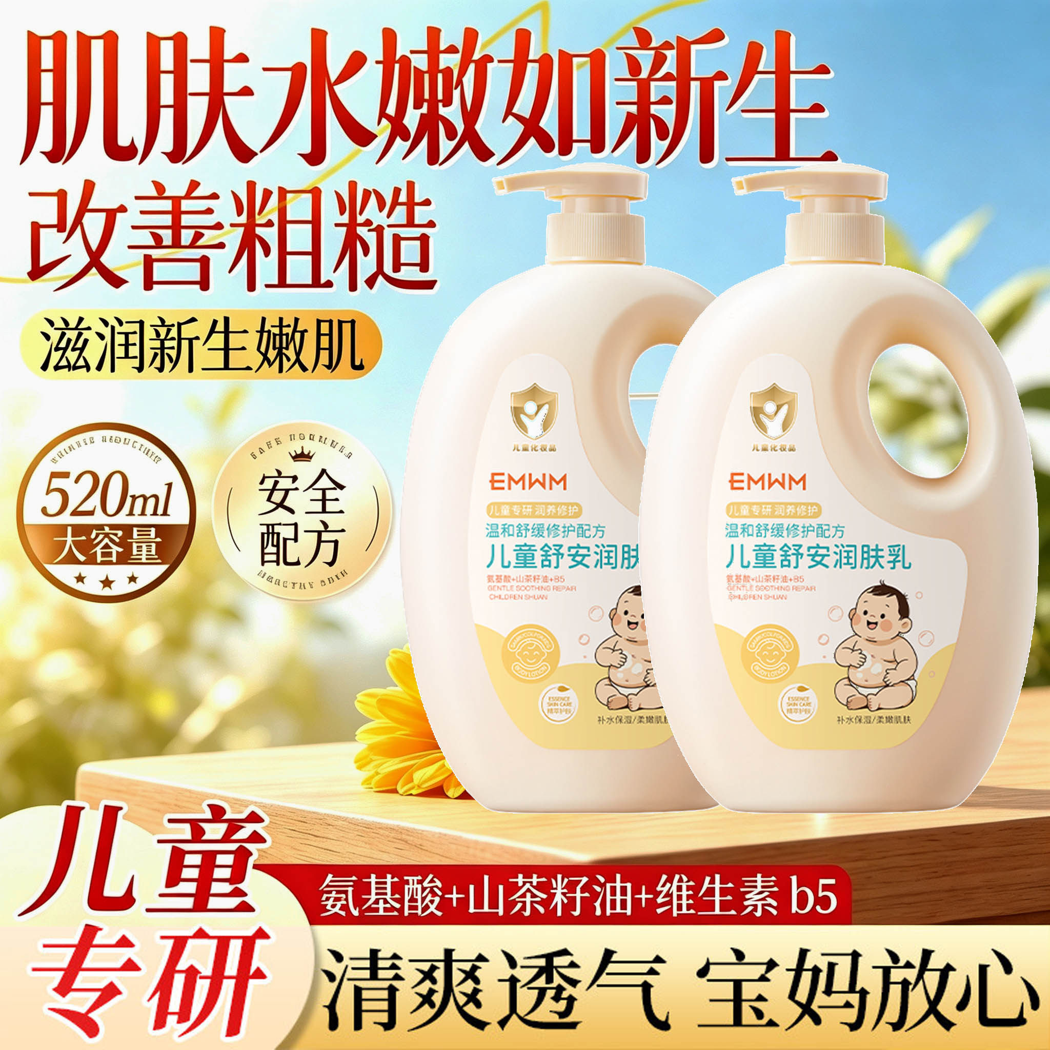 【小金盾】儿童身体乳润肤乳锁水保湿滋润温和修护婴幼儿专用舒缓