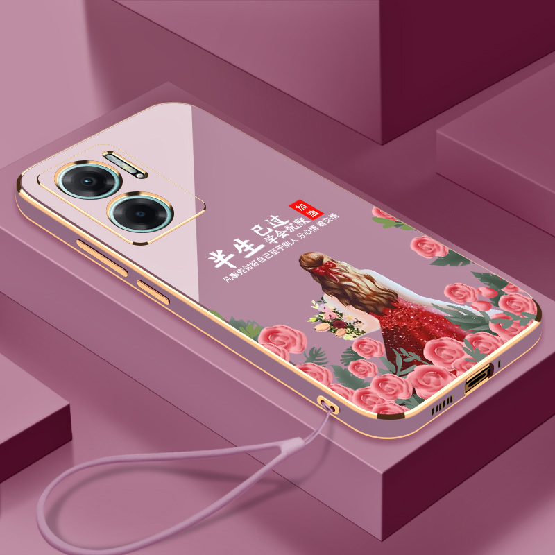 电镀红裙学会沉默红米Note11E手机壳全包镜头个性简约小米时尚创意硅胶防摔Note11e电镀软壳男女款新品保护套