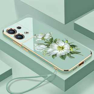 防摔硅胶OPPO时尚 创意Reno8Pro新品 电镀茉莉花OPPOReno8手机壳全包镜头Reno8Pro 个性 保护套 新款 8Pro软壳女款