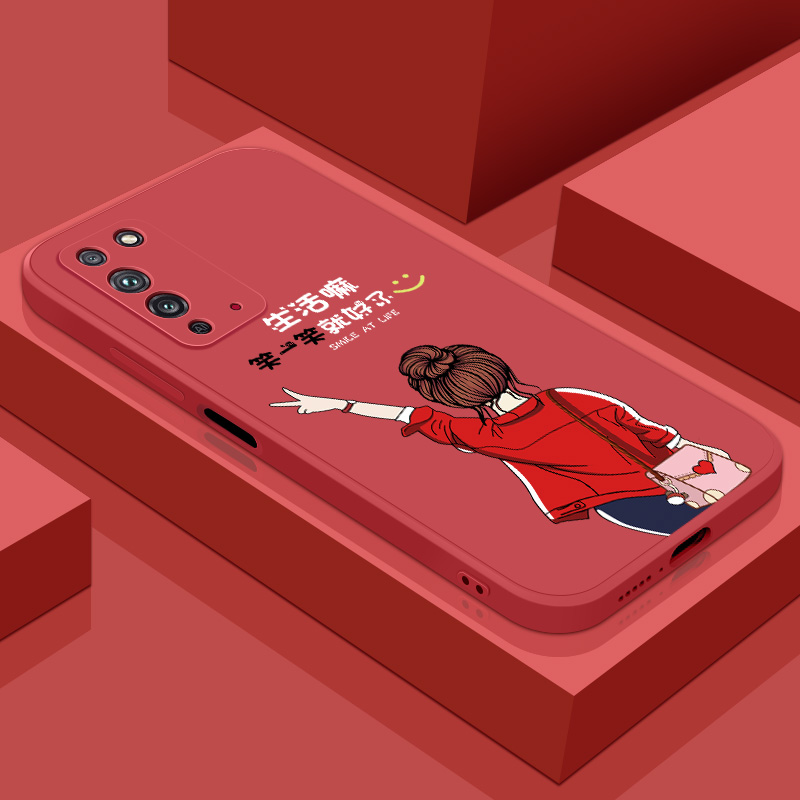 华为荣耀x10手机壳镜头液态硅胶