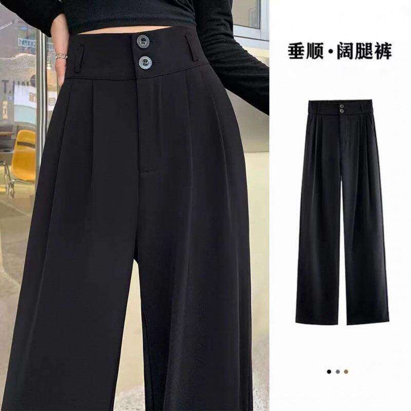 恒清垂感直筒西裤女夏季新款高级感高腰宽松阔腿百搭休闲西装裤a8