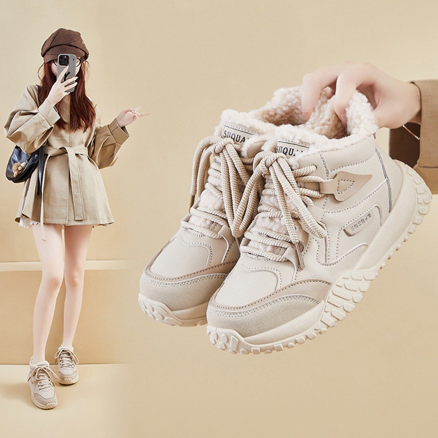 福建晋江品牌女鞋2026新款秋冬季女士帕拉鞋加绒老爹鞋运动休a41
