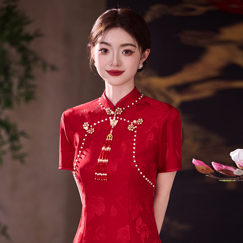 红色旗袍女2025新款日常可穿