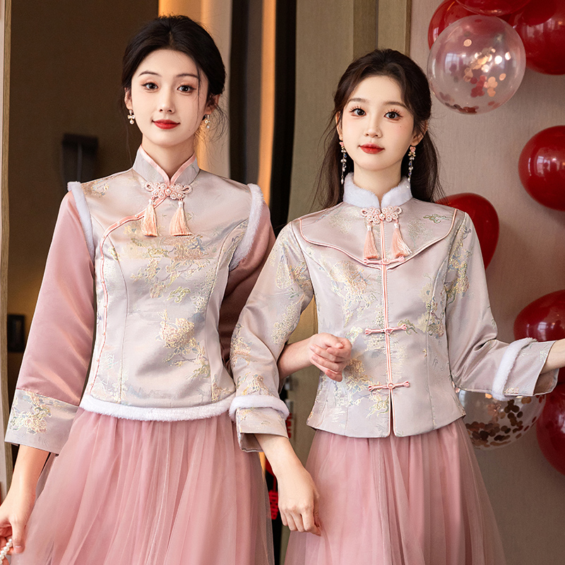 姣娴珺主中式2025新款礼服裙冬季