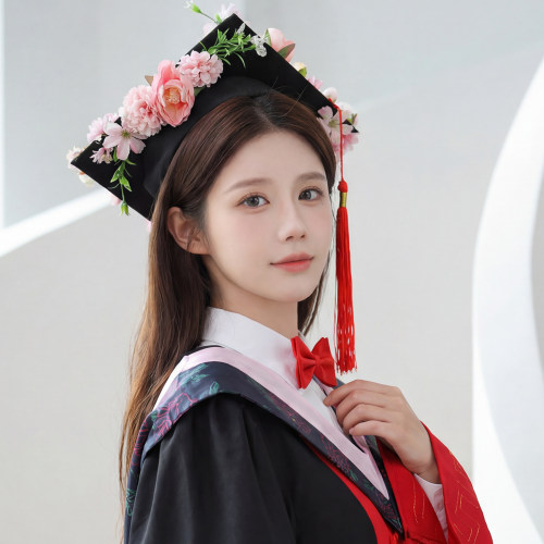 手工成品簪花学士帽博士帽毕业帽