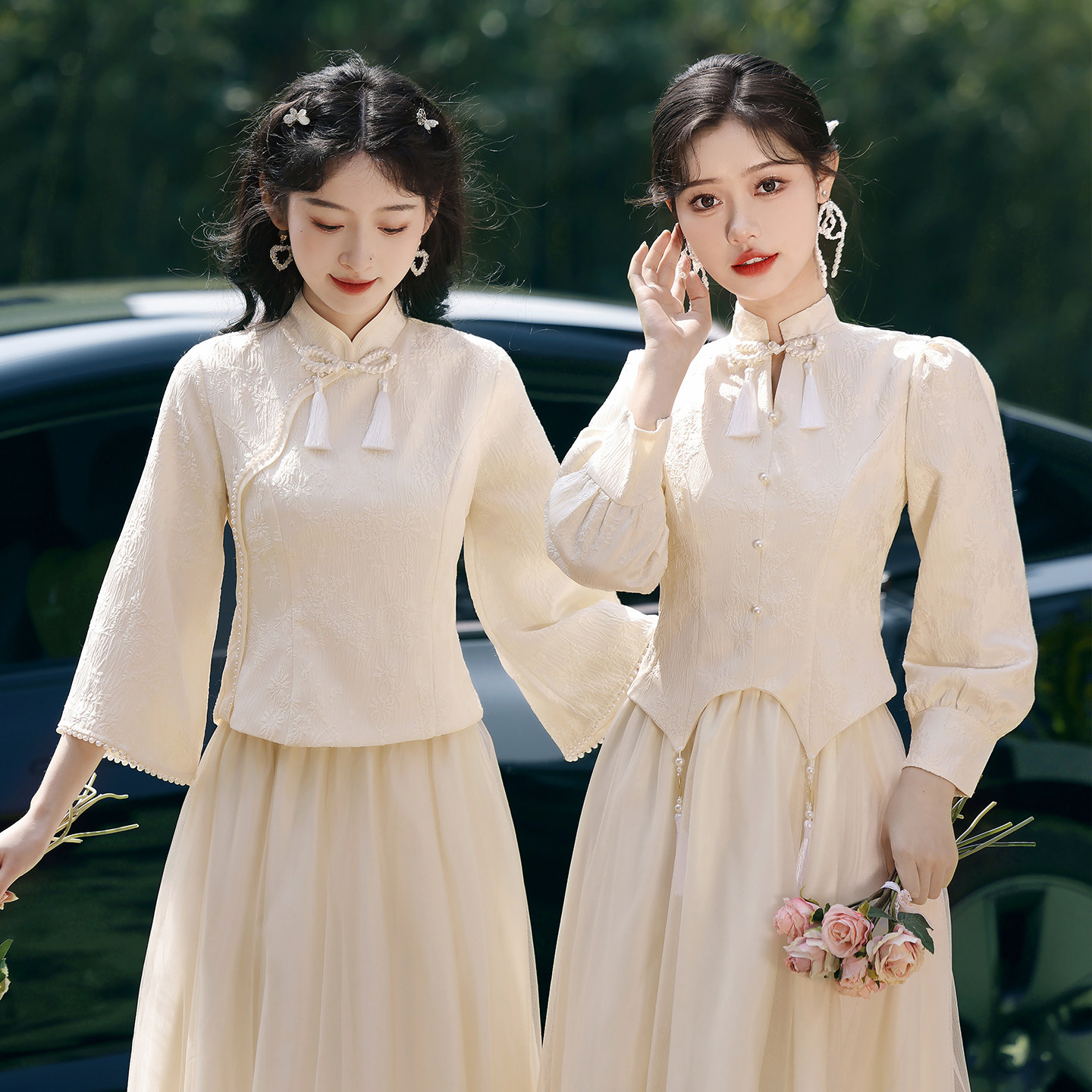 中式伴娘服平时可穿晚礼服女绝美