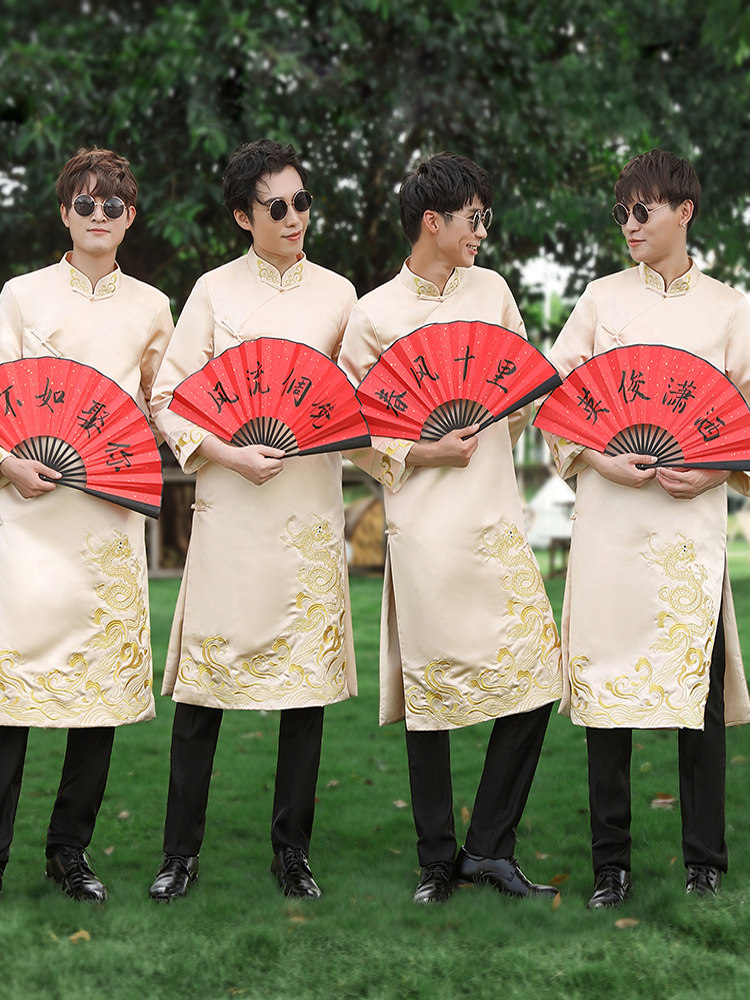 BEST MAN SUITS CHINESE-STYLE MALE BROTHER COSTUMES WEDDING DRESSES FUNNY CHINESE-STYLE HANFU TANG COSTUMES BLUE COATS BROTHERS UNIFORMS