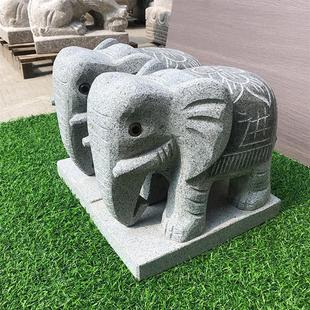 惠安石雕石头小象雕刻摆件大象阳台黑麻石印度红花岗岩风水吉象