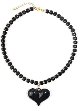 亚克力爱心项链女士复古浪漫主义树脂泡芙心形项链链条大桃心项链