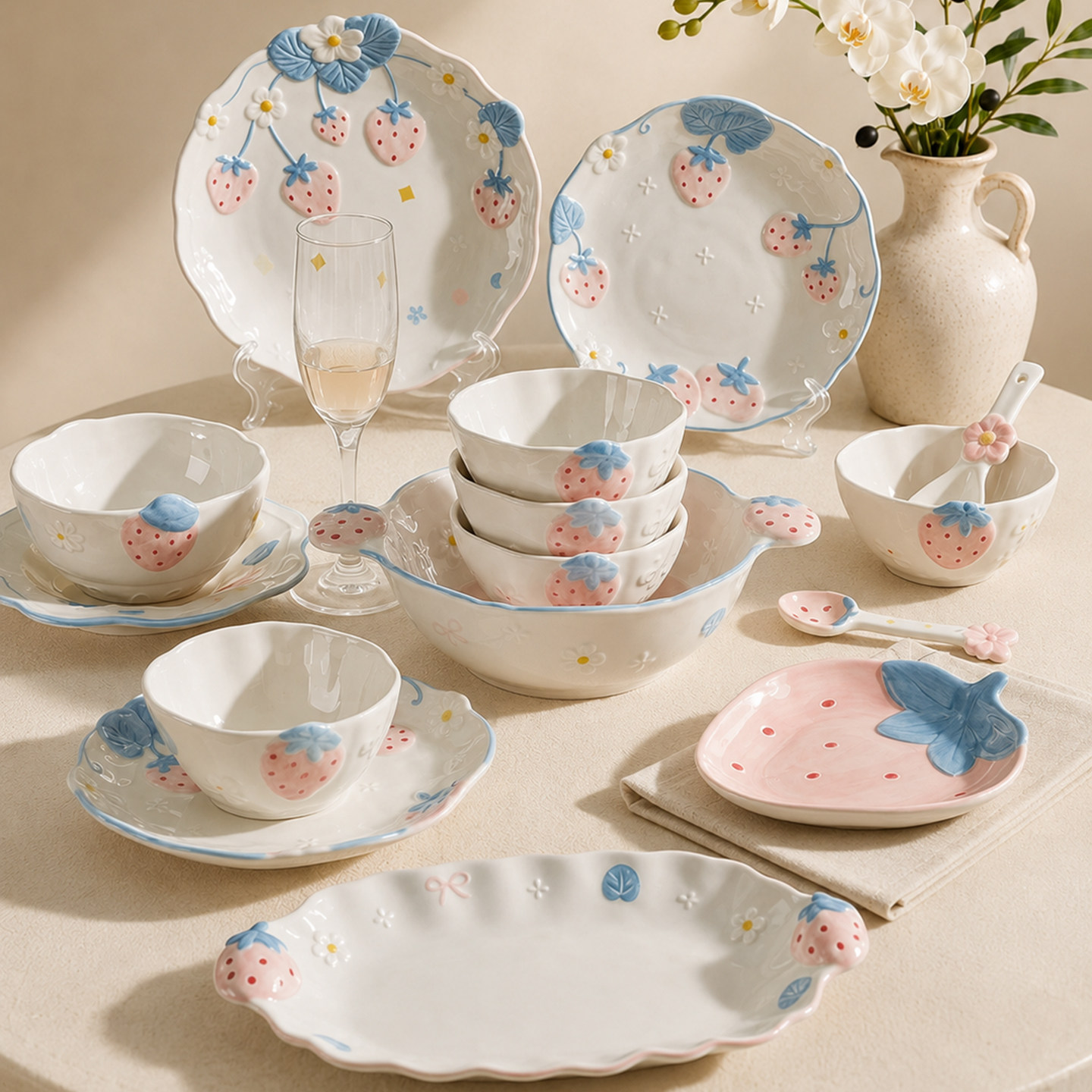 【釉下彩工艺】可爱陶瓷碗盘餐具图片