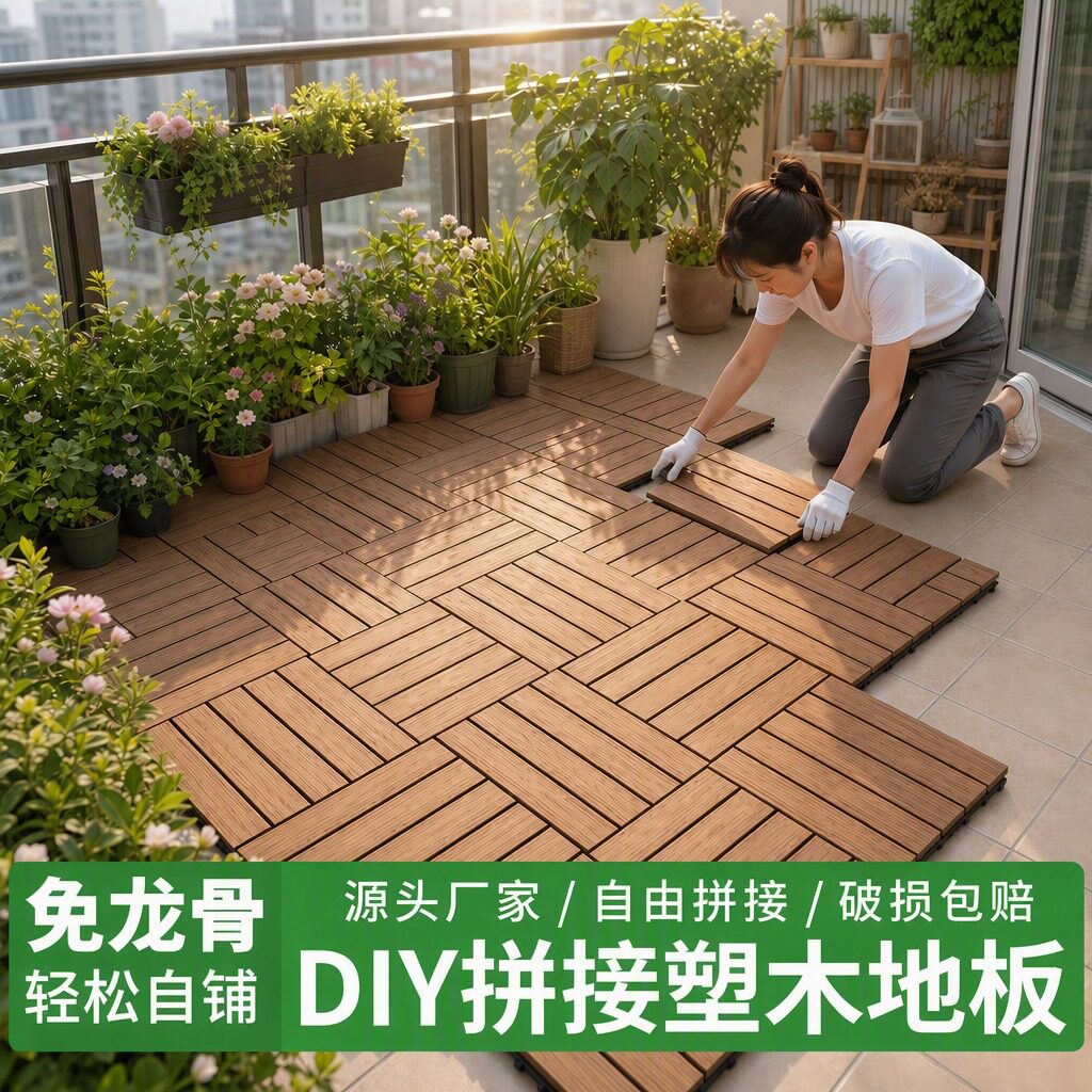 自铺塑木地板户外阳台露台地面图片
