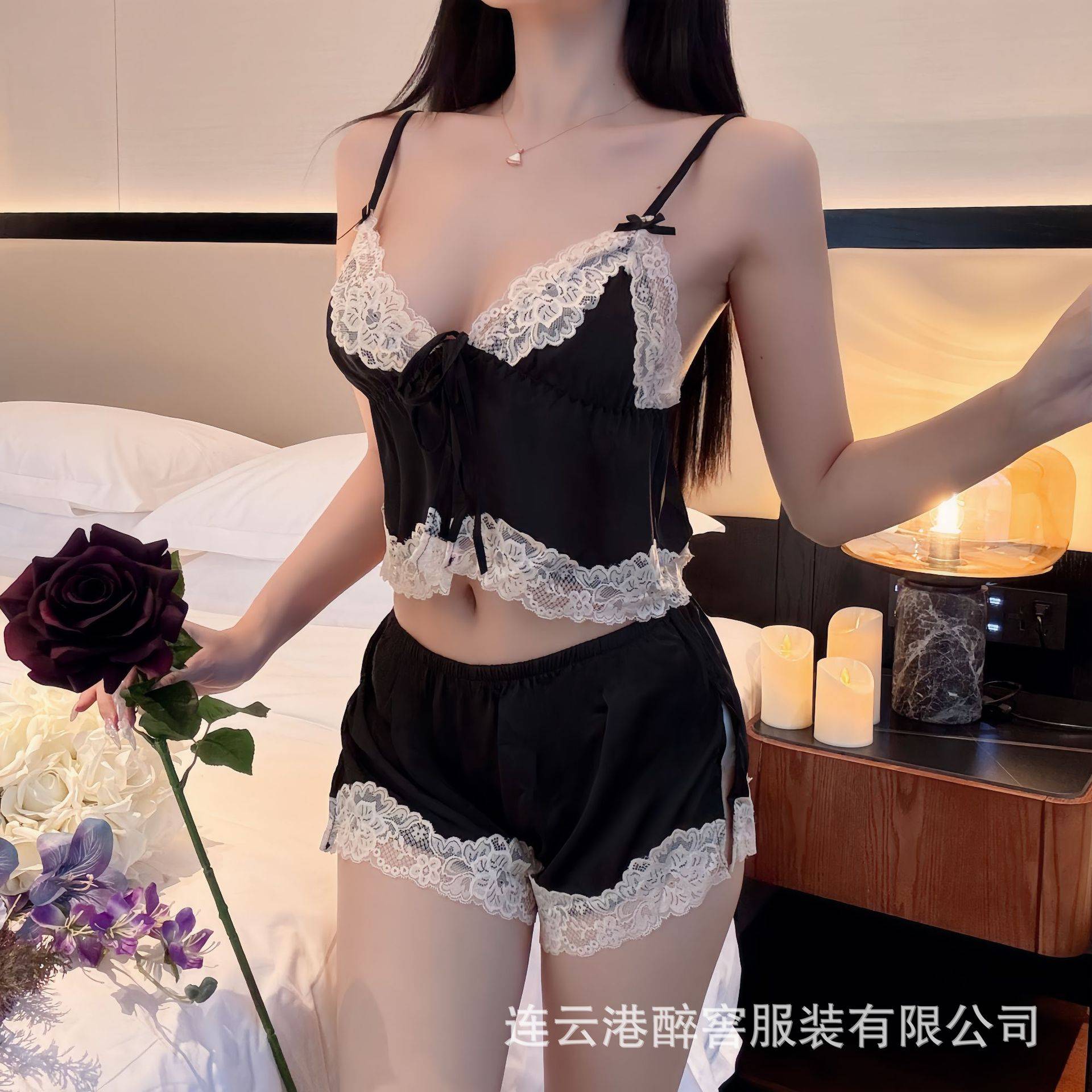 带胸垫性感冰丝薄款女士夏季蕾丝