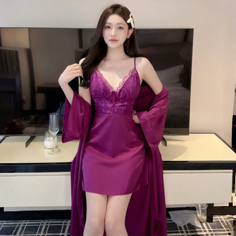 性感冰丝吊带纯欲法式美背睡裙