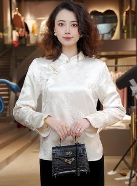 秋冬款重工刺绣时尚中国风新中式气质长袖衬衫7480