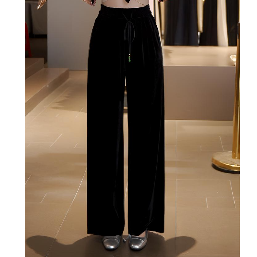 《ELFBOX》垂感中式阔腿女士休闲百搭裤子6063