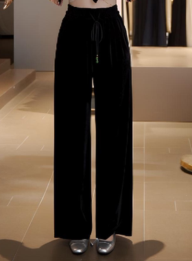 《ELFBOX》垂感中式阔腿女士休闲百搭裤子6063