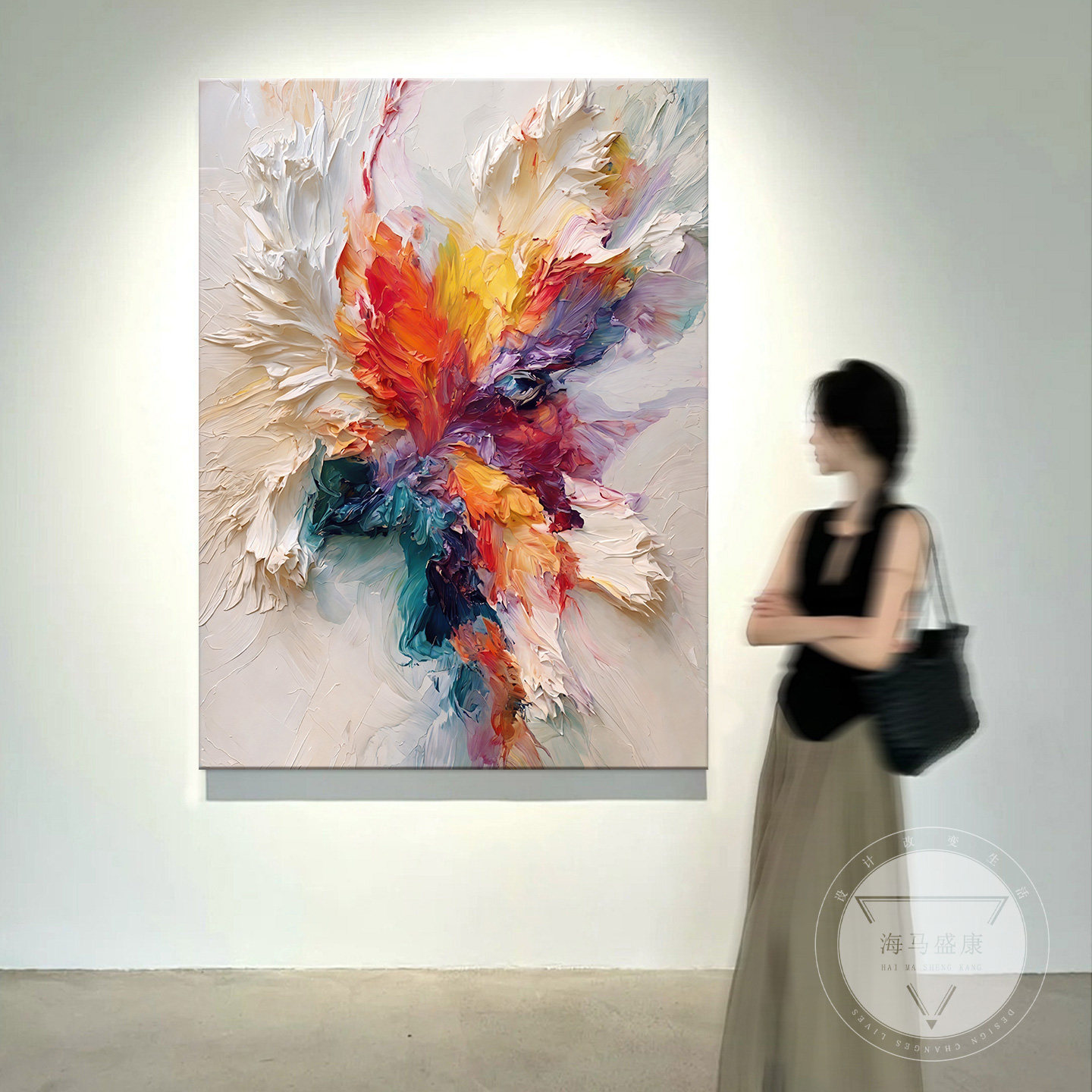 轻奢抽象艺术客厅餐厅装饰画彩绘肌理油画挂画高档大气玄关墙壁画