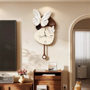 中古风客厅钟表装饰画2026新款创意时钟挂墙高级感餐厅卧室墙壁钟