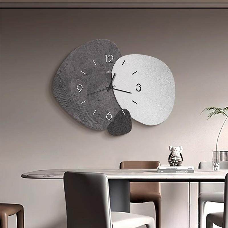 时来运转餐厅挂钟装饰画轻奢高档创意静音钟表客厅餐桌背景墙壁画