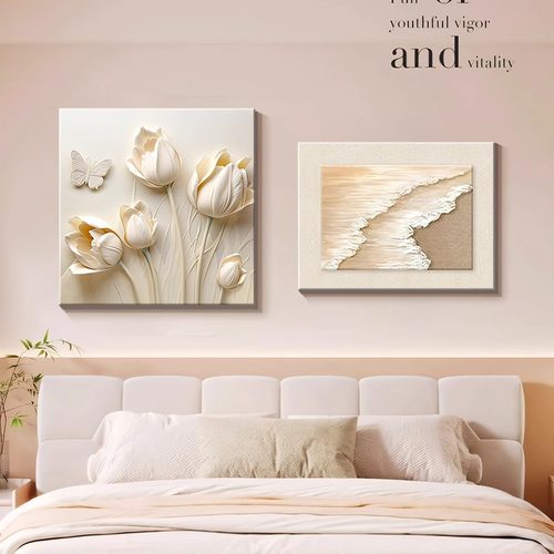 奶油风郁金香卧室床头装饰画