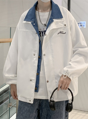 BLACBUK假两件拼接外套男宽松男装高街嘻哈潮牌工装夹克QZJ05
