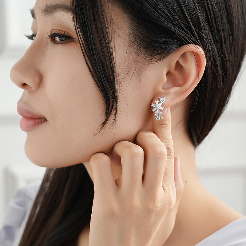 堤喜品牌纯银系列夏季新款首饰品花瓣型镶钻时尚轻奢耳环,饰品/流行首饰/时尚饰品新,耳环,淘宝优惠券,粉丝福利购,淘宝优惠卷