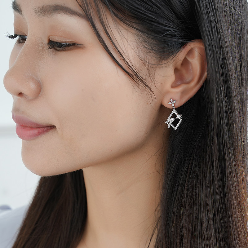 堤喜品牌纯银系列夏季新款首饰品几何造型镶钻轻奢时尚吊坠耳环,饰品/流行首饰/时尚饰品新,耳环,淘宝优惠券,粉丝福利购,淘宝优惠卷