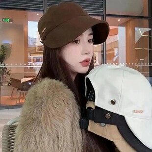 韩版 毛呢帽休闲 加宽遮脸鸭舌帽子女春秋百搭显脸小渔夫帽明星同款