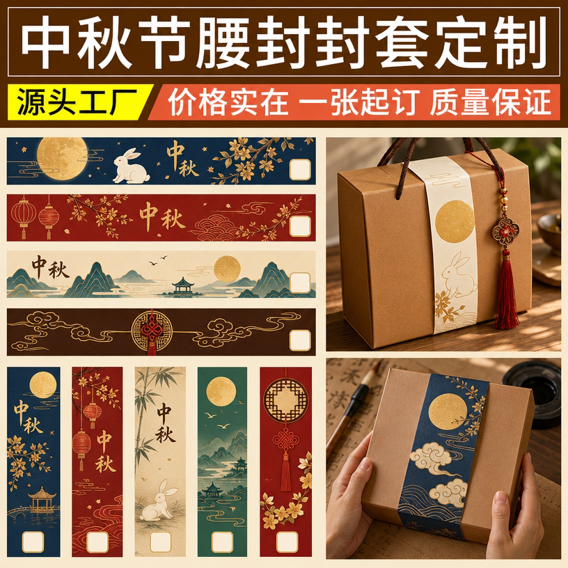 中秋礼盒腰封定制加厚免费设计图片