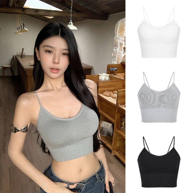 白色吊带背心女夏内搭带胸垫一体式打底美背外穿运动无袖工字上衣