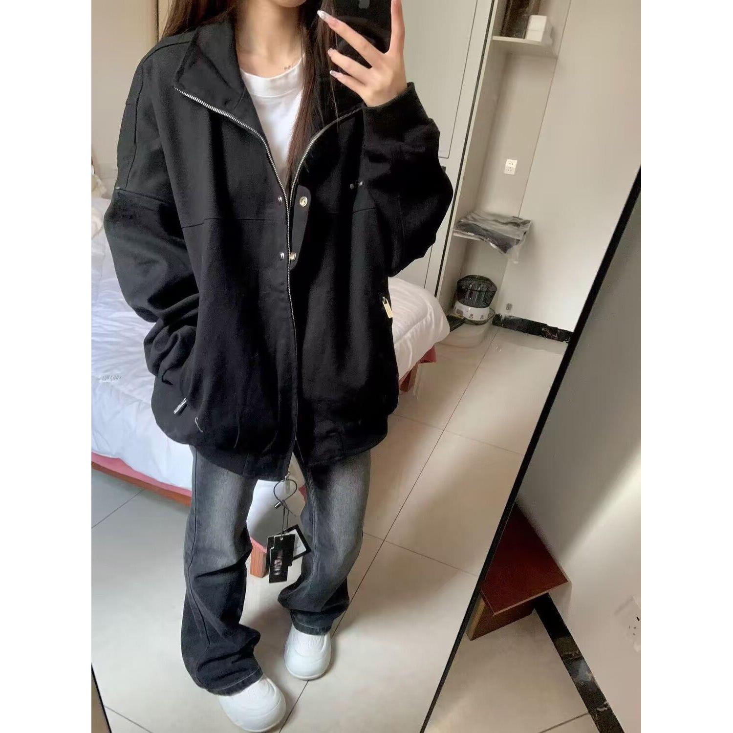 黑色冲锋衣外套女春秋款2026休闲百搭学生美式初秋薄款夹克上衣潮