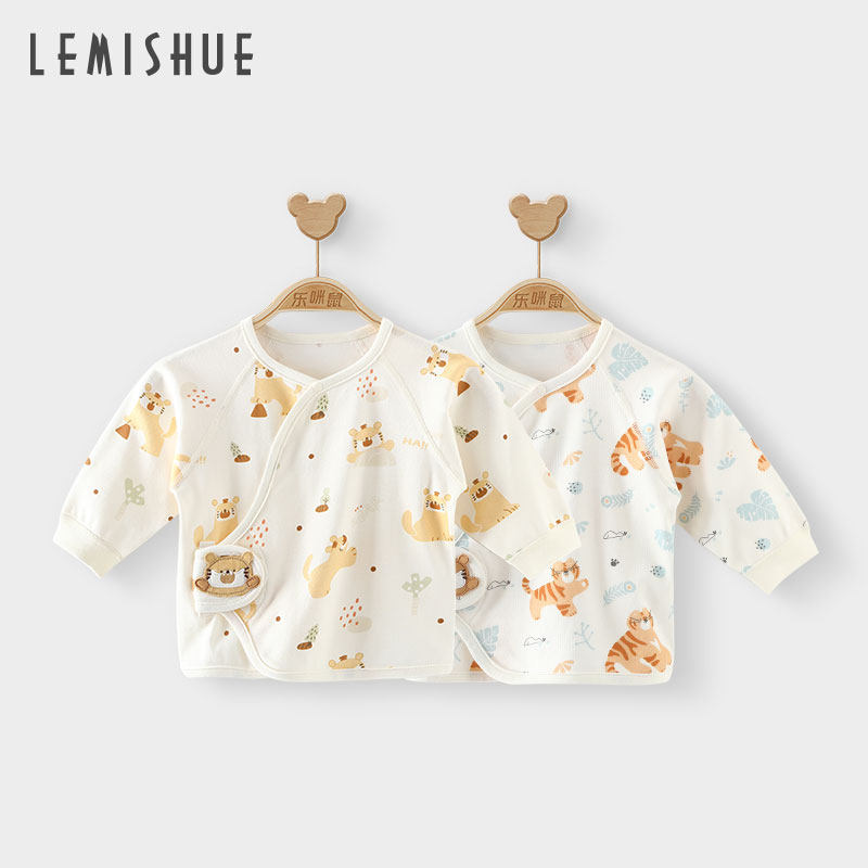 乐咪鼠半背衣春秋初生婴儿衣服0-3月新生儿纯棉睡衣春季宝宝上衣