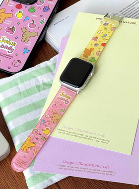 BLUUF TAG原创插画可爱小狗透明苹果手表表带适用于applewatch789