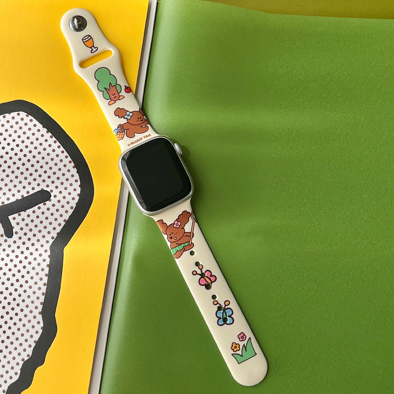 BLUUF TAG原创插画可爱小狗硅胶苹果手表表带适用于apple watch 智能设备 智能手表手环表带/腕带 原图主图